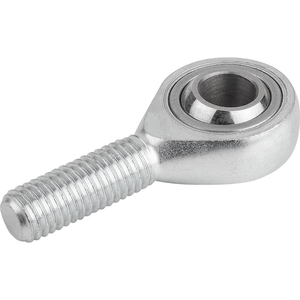 Rod End, Steel, Zinc Plated, M8 Thrd Sz, 25 mm Thrd Lg, 54 mm Overall Lg